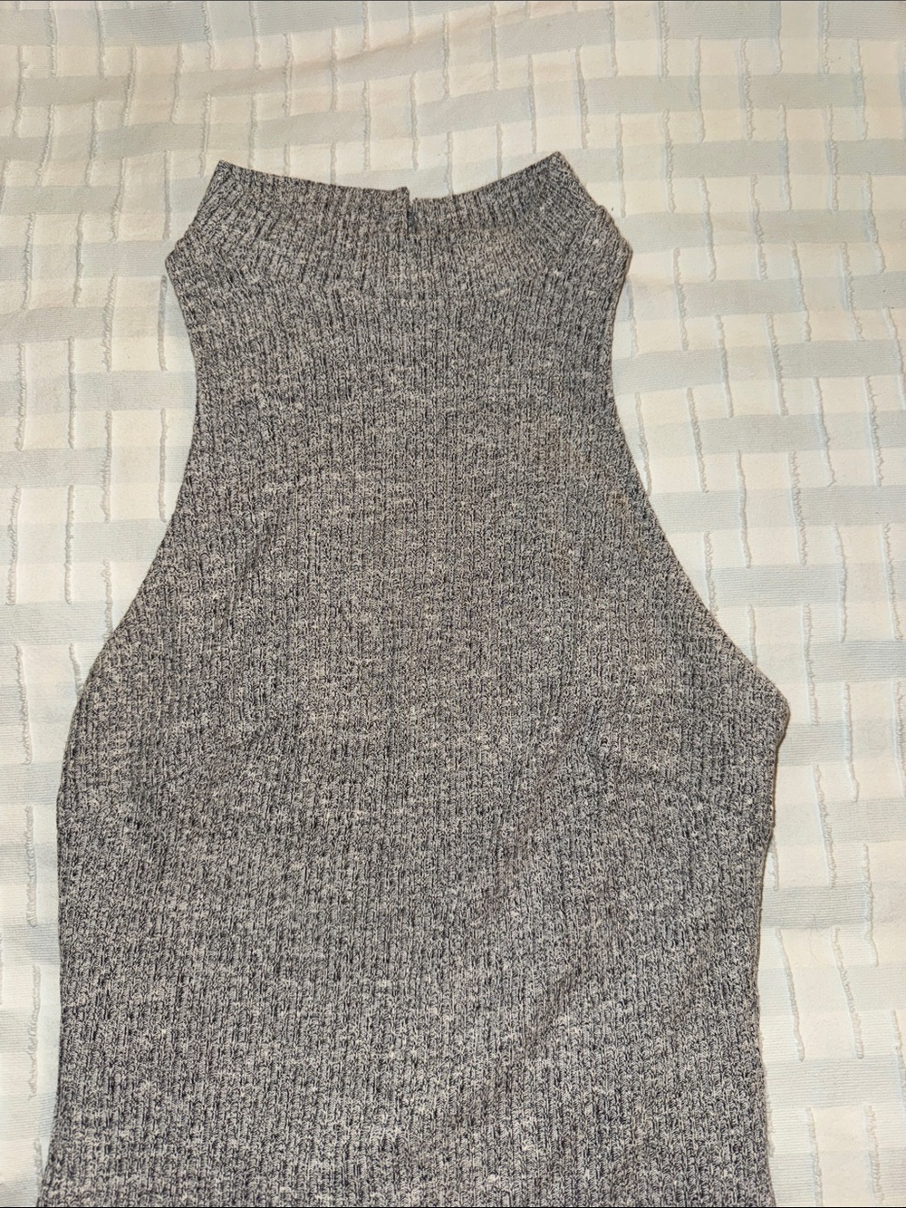 Sleeveless Gray Ribbed Midi Dress - Picture 4 of 4